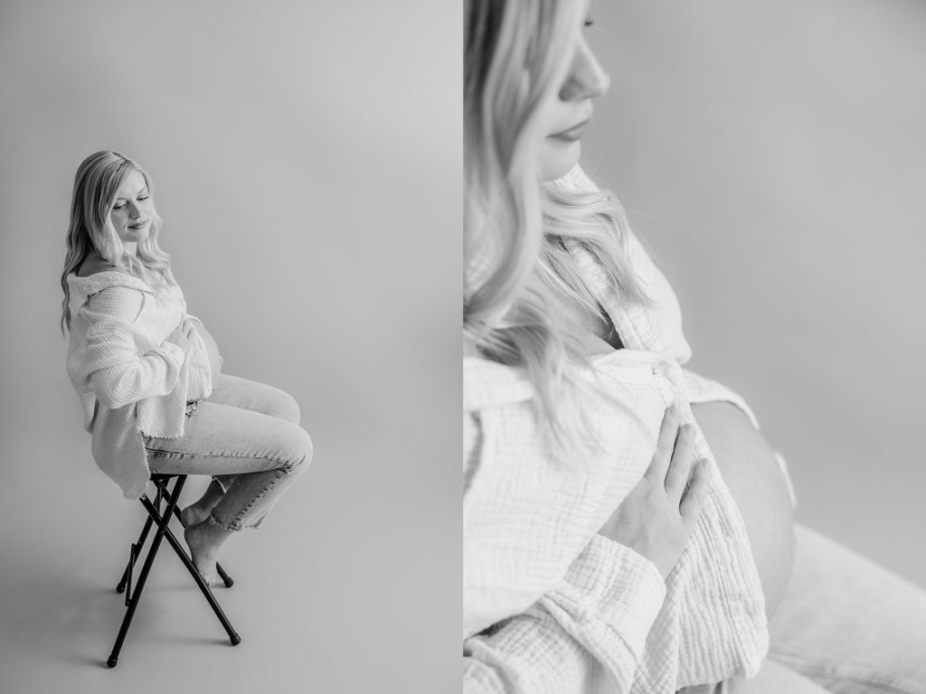 Indianapolis Studio Maternity Photographer, intimate maternity session, black and white images