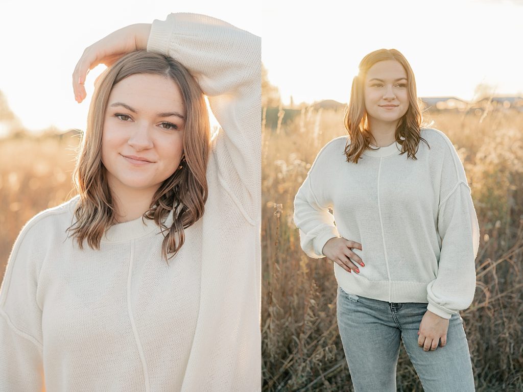 Lebanon Indiana senior in cream sweater at Coxhall Gardens at her senior photography session with Carmel Senior Photographer Brittney Lear Photography